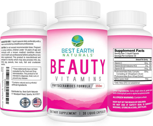 Beauty Vitamins Phytoceramide Pills - Skin Hydrating Support Supplement with Alpha Lipoic Acid and More to Help Promote Hydrated Skin - 30 Count...