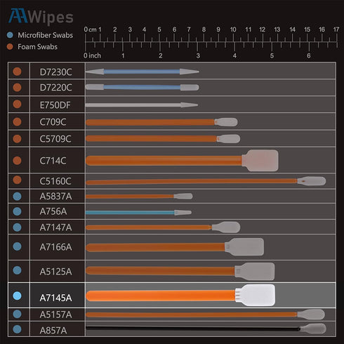5" Cleanroom Swabs (100 pcs, Length/Swab Head Width=125 mm/14.5 mm, Orange, Rectangular Flat Head) Knitted Polyester Swabs Mid-Size General Purpos...