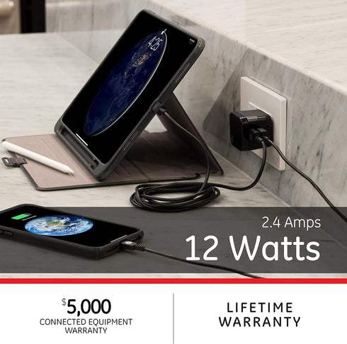 GE Pro Wall Charger, 12-Watt, Rapid Charge, Foldable Plug, Compatible with iPhone 15/Pro,Max/14/13, iPad Air/Pro, Samsung Galaxy S23/22, Google Pi...