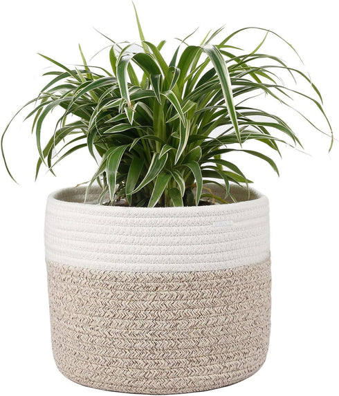 Woven Cotton Rope Plant Basket for 8" Flower Pot Small Basket for Plants Storage Organizer H7.5 x W8.5...