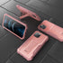 ExoGuard for iPhone 12 Case, Compatible with iPhone 12 Pro, Rubber Shockproof Full-Body Cover with Built-in Screen Protector and Kickstand - Pink...
