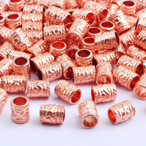 100pcs Alloy Column Spacer Beads European Large Hole(5 mm) Tube Barrel Loose Beads Bulk Metal Spacers Craft Supplies for DIY Bracelet Necklace Ear...