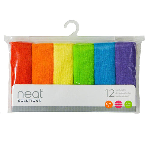 Neat Solutions Solid Knit Terry Washcloth Set, Multi-color, 12-Count...