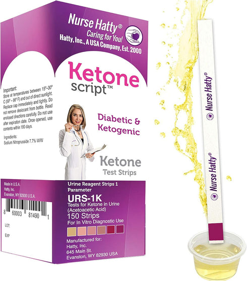 Nurse Hatty - Diabetic & Ketogenic Keto Strips – Fresh – USA-Made – High-Performance – Now Lasts 6 Months - 2-year Shelf Life (150ct. Long Ketone ...