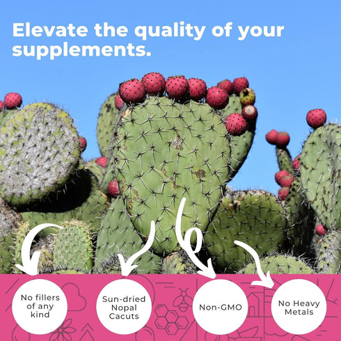 Nopal Cactus Capsules 1500mg — Organic Sun-Dried Prickly Pear Cactus Powder and Black Pepper Extract for Absorption — Natural Prickly Pear Extract...