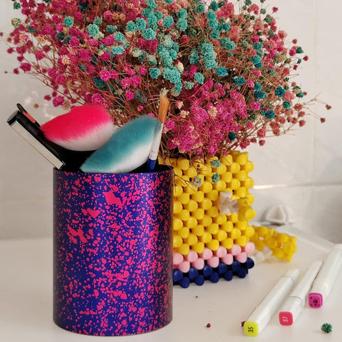 Pen Holder Pencil Holder for Desk, Metal desk pen holder, Makeup Brush Holder, pencil cup, pen organizer for desk, for Office, School, Home (Purpl...