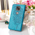 for Moto G Power 2021 Phone Case Wallet, Butterfly Floral Embossed, Wrist Strap, Card Holder Slots, Stand Leather Protective Flip Cover (Blue)...