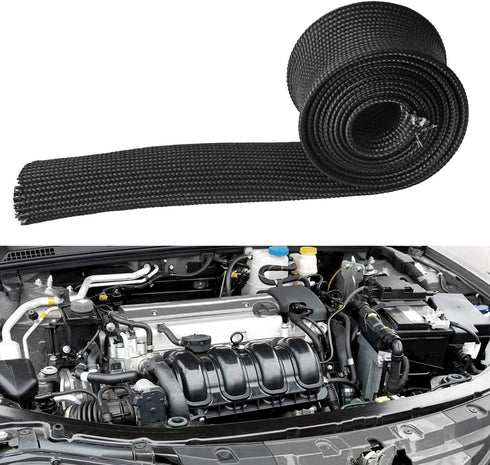 Heat Sleeve Fiberglass Adjustable Heat Shield High Temp Black Colour 5FT-25MM(1") for Car Wire Loom Brake Line Cable Protection...