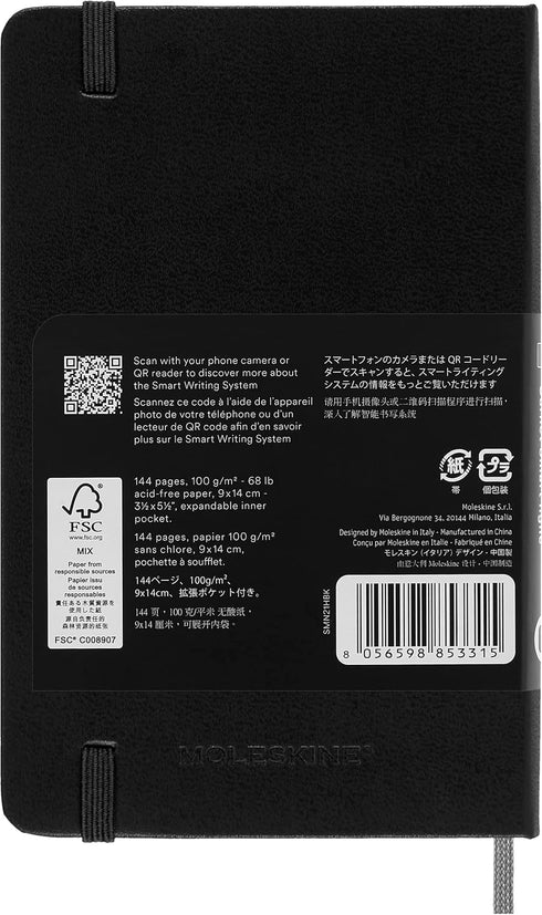 Moleskine Smart Notebook, Pocket, Ruled, Black, Hard Cover (3.5 x 5.5)...
