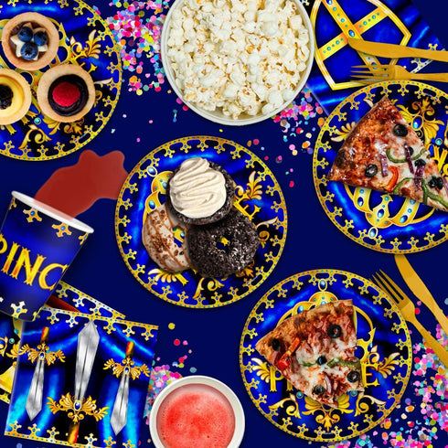 Royal Blue Prince Birthday Party Baby Shower Supplies Set Plates Napkins Cups Tableware Kit for 16...