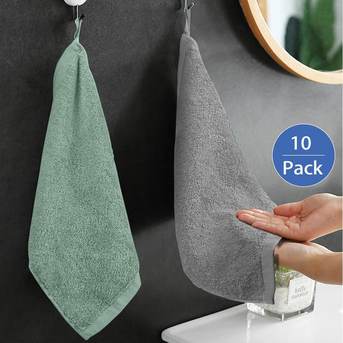 Yoofoss Luxury Washcloths Towel Set 10 Pack Baby Wash Cloth for Bathroom-Hotel-Spa-Kitchen Multi-Purpose Fingertip Towels and Face Cloths 10''x10'...