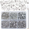 Bymitel 5000 Pieces 6 Mixed Sizes Glue Fix on Glass Rhinestones Round Crystal Gems Flatback for DIY Jewelry Making with one Picking Pen(6-Sizes 50...