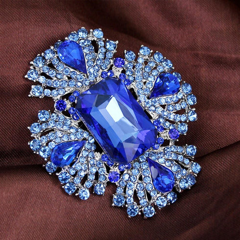 4pcs Big Blue Crystal Silver Plated Brooch for Wedding Bouquet...