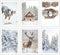 Canssape Snow Landscape Wall Poster Nature Wall Art Decor Set of 6 Winter Poster Prints Forest Botanical Wall Decor Elk Squirrel Painting Aestheti...