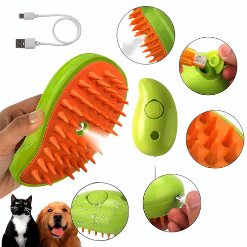 2024 Multifunctional Cat Dog Hair Brush for Removing Tangled and Loose Hair, Steamy Cat Brush, 3 In1 Cat Steamy Brush for Massage, Cat Grooming Br...