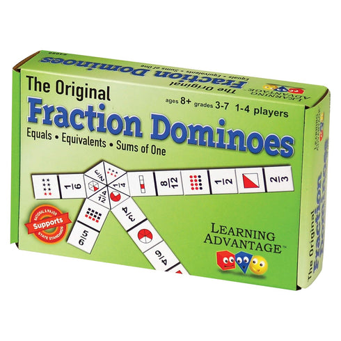 LEARNING ADVANTAGE The Original Fraction Dominoes - 49 Dominoes - Math Manipulative for Kids - Equate, Add and Subtract Fractions...