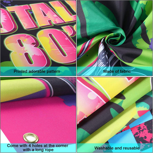 Totally 80's Door Cover, Large Fabric 80's Hip Hop Sign Graffiti Backdrop, Party Retro Decoration Banner for Theme Party Supplies Favors, 78.7 x 3...