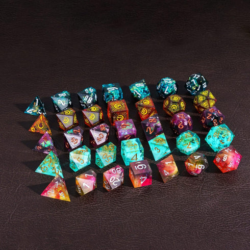 7PCS DND Dice Set,Handmade Sharp Edge Dice Set Mystery Blind Box D&D RPG Polyhedral Resin Dice,for Dungeons and Dragons TTRPG Games Roleplaying Ga...