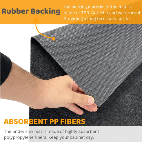 Under Sink Mat Liner Quick Dry Waterproof Non-Adhesive Non-Slip Absorbent Durable Shelf Liners to Protect Cabinets Kitchen Bathroom Machine Washab...