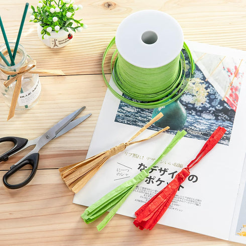 Whaline 229 Yards Christmas Raffia Paper Ribbon Craft Packing Paper Twine for Festival Gifts, DIY Decoration and Weaving, Christmas 1/4 inch Width...
