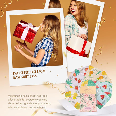 Fathers Day Mothers day Face Masks Skincare?8 Sheet Beauty Face Mask with 4 Fruit Flavors - Deep Moisturizing & Hydrating Mask for All Skin Types...