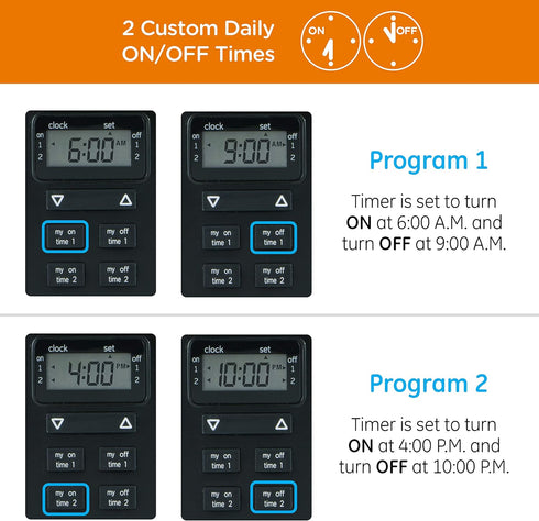 myTouchSmart Indoor/Outdoor Plug-In Digital Timer, One Grounded Outlet, Two Easy-to-Set Custom Daily On/Off Times, Weather Resistant, Ideal for Sm...