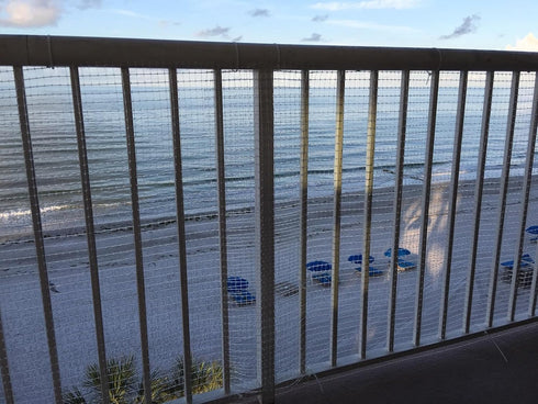 KidKusion Deck Guard | Made in USA | 16' L x 38" H | Clear | Outdoor Balcony and Stairway Deck Rail Safety Net | Child Safety; Pet Safety; Toy Saf...