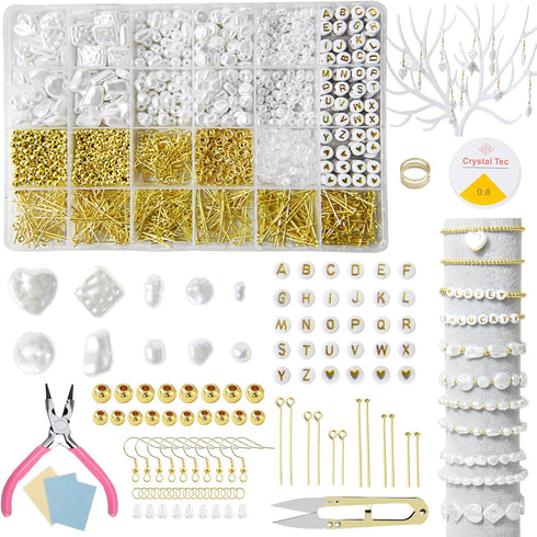 XKCWXY Pearl Beads Kit for Jewelry Making Imitation ABS Charms Bead 10 styles Beading DIY for Bracelet Earring Necklace Craft Decoration (1000 in ...