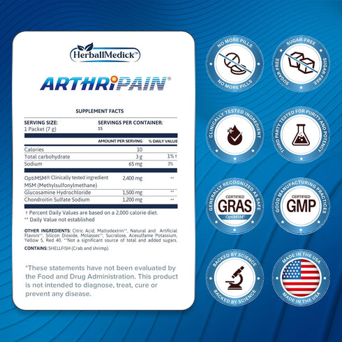 Arthripain – One a Day Cartilage Repair Supplement – Clinically Tested Joint Juice for Joint Relief Support – Glucosamine Chondroitin MSM – Swolle...
