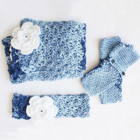 Caron Simply Soft Ombre Yarn (4) Medium Gauge 100% Acrylic - 5oz - Sat Blue Jeans - Machine Wash & Dry......