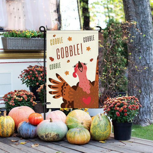 Thanksgiving Garden Flag, Fall Yard Flags Welcome Garden Flags 12x18 Double Sided Thankful Flags for Outside, Turkey Garden Flag Hello Fall Farmho...
