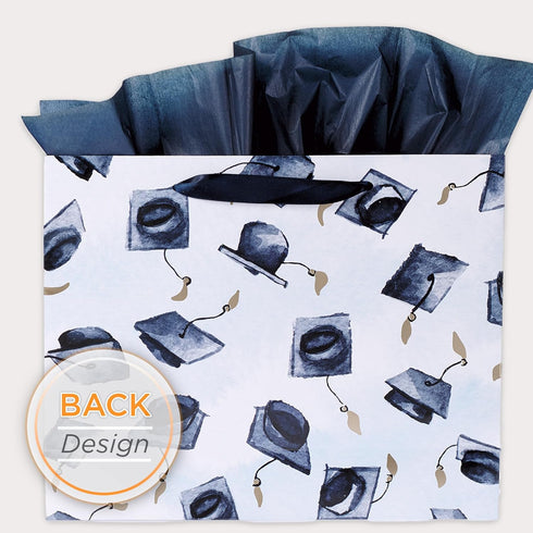 Christian Art Gifts Landscape Gift Bag with Card and Tissue Paper Set - Hope and A Future - Jeremiah 29:11 Inspirational Bible Verse, Navy Graduat...