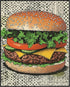 Posterizer 1 pcs-A juicy colorful hamburger-comic book inspired food art -3-Kitchen & Bar Art Art for Cafe, Restaurant, Coffee Bar - unframed wal...