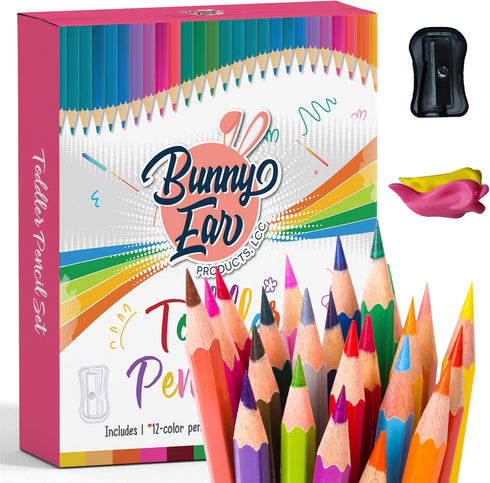 Vibrant Color Pencils - Great for Toddlers and Adults - Premium 12-Color Pencil Set for Books, Sketching, Shading - Toddler friendly with Drawing ...