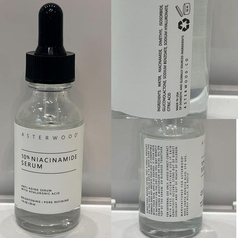 ASTERWOOD Niacinamide Serum for Face - Anti-Aging, Pore Minimizing, Hydrating - Vitamin B3 Facial Serum - with Hyaluronic Acid - Tone, Texture - 1...