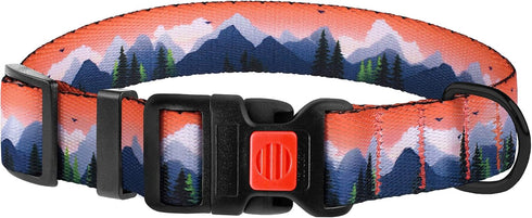 CollarDirect Print Dog Collar Nylon Pattern Adjustable Nature Pet Collars for Dogs Small Medium Large Puppy (Mountains, Neck Fit 10"-13")...