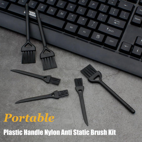 Keyboard Cleaning Brush, 6 Pcs Plastic Handle Nylon Anti Static Brush Kit Fit for Computer Keyboard, Laptop, Phone, Car Interior Detailing Cleanin...