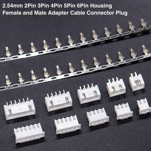 Taiss 560PCS 2.54mm JST-XH Connector Kit 2.54mm 2/3/4/5/6 Pin Housing Female and Male Adapter Cable Connector Plug,JST Connector Female Pin Head C...