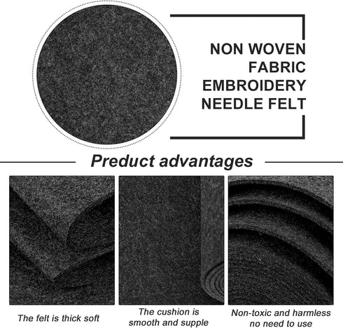 BENECREAT 19.7ftx5.5" Felt Fabric Craft Nonwoven Felt Slate Gray Roll Padding Felt Fabric for Cushion, DIY Craft, Patchwork Sewing, 3mm Thick...