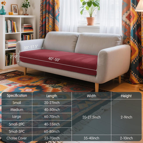 Hokway Couch Cushion Covers Christmas Wine Red Stretch Cushion Covers Sofa Seat Cushion Slipcover Cushion Protector(Wine, Medium)...