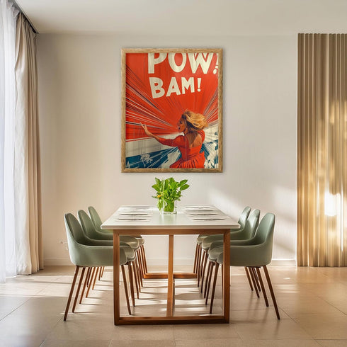 Posterizer 1 pcs-comic book inspired-dramatic "POW" or "BAM" action scene-Art in Pop Style Gift for Superhero, Comic Book Fans Decor for Home & Of...