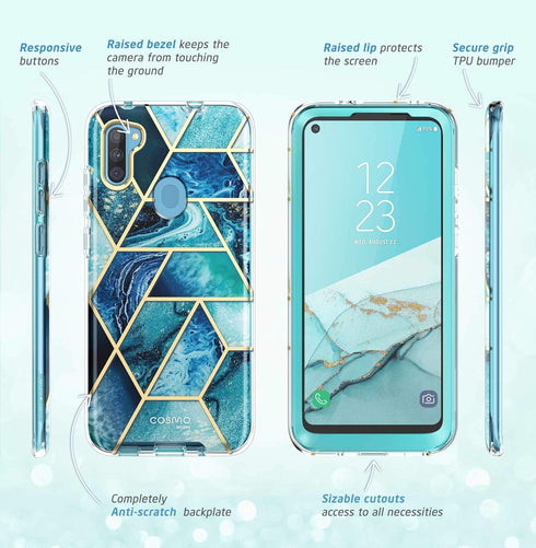 i-Blason Cosmo Series for Samsung Galaxy A11 Case (2020 Release), Slim Full-Body Stylish Protective Case with Built-in Screen Protector (Ocean)...