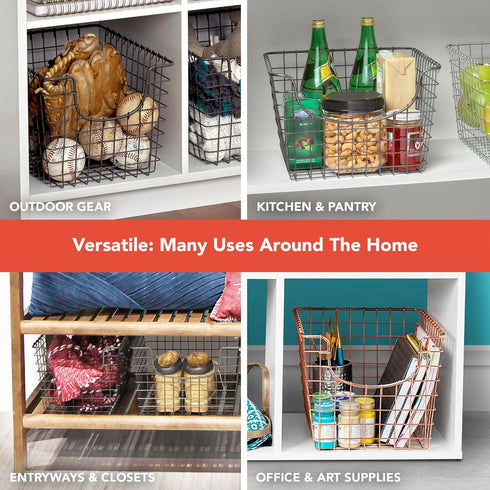 Spectrum Diversified 98977 Scoop Wire Basket, Vintage-Inspired Steel Storage Solution for Kitchen, Pantry, Closet, Bathroom, Craft Room & Garage, ...
