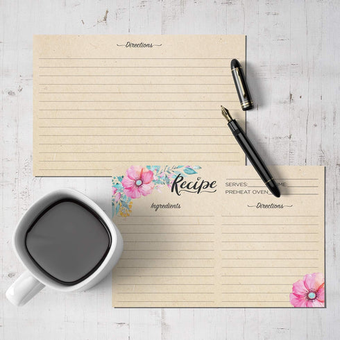 Double Sided Recipe Cards 4x6 Inch, Set of 50 Thick Cardstock Recipe Cards with Lines, Easy To Write On Smooth Surface, Line Printed, Large Writin...