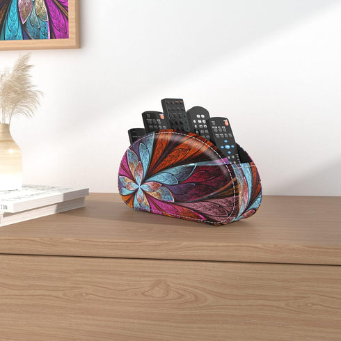 QIELIZI Remote Control Holder, PU Leather Remote Caddy Desktop Organizer with 5 Spacious Compartments for TV Remotes/Media Controllers/Office Supp...