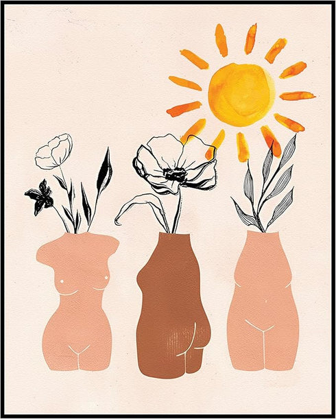 Posterizer 1 pcs-Mid-century modern Busts and Sunshine Print-Abstract & Modern Art-Retro Art- Gift for Men Women Entrepreneur Teens- Bathroom, res...