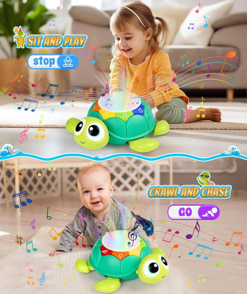 Baby Toys 6 to 12 Months, Musical Turtle Crawling Baby Toys for 12-18 Months, Infant Learning Toy with Light & Sound for 1 2 Year Old, Birthday Gi...