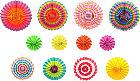 Mandala Crafts Fiesta Party Decoration Hanging Paper Fan Set for Mexican Themed Party Cinco de Mayo Birthday Taco Night Pack of 12...