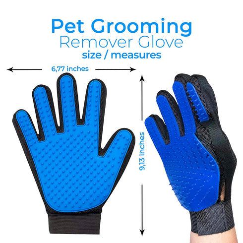 Pet Grooming Glove, Detangles and Cleans Your Pets' Fur by Removing Damaged Fur. Hair Removal and Massage gloves For Dogs and Cats, Removes Knots ...