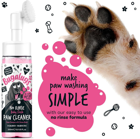 Dog Paw Cleaner No Rinse Foam Cat & Dog shampoo with Silicone Brush Head, waterless grooming products. Travel friendly paw cleaner for dogs defeat...